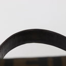 FENDI Zucca Canvas Hand Bag Black Brown Auth 142733-8