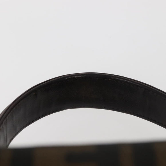 FENDI Zucca Canvas Hand Bag Black Brown Auth 142733