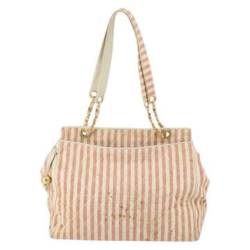 CHANEL Matelasse Tote Bag Canvas Red Gold CC Auth 142751 - 0