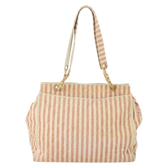 CHANEL Matelasse Tote Bag Canvas Red Gold CC Auth 142751