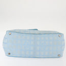 CHANEL New Travel Line Tote Bag Nylon Light Blue Silver CC Auth 142752-10