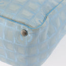 CHANEL New Travel Line Tote Bag Nylon Light Blue Silver CC Auth 142752-12