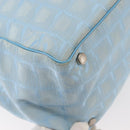 CHANEL New Travel Line Tote Bag Nylon Light Blue Silver CC Auth 142752-13
