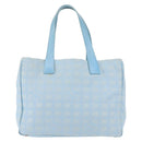 CHANEL New Travel Line Tote Bag Nylon Light Blue Silver CC Auth 142752-2
