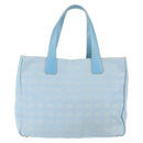 CHANEL New Travel Line Tote Bag Nylon Light Blue Silver CC Auth 142752-3