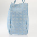 CHANEL New Travel Line Tote Bag Nylon Light Blue Silver CC Auth 142752-4