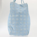 CHANEL New Travel Line Tote Bag Nylon Light Blue Silver CC Auth 142752-6