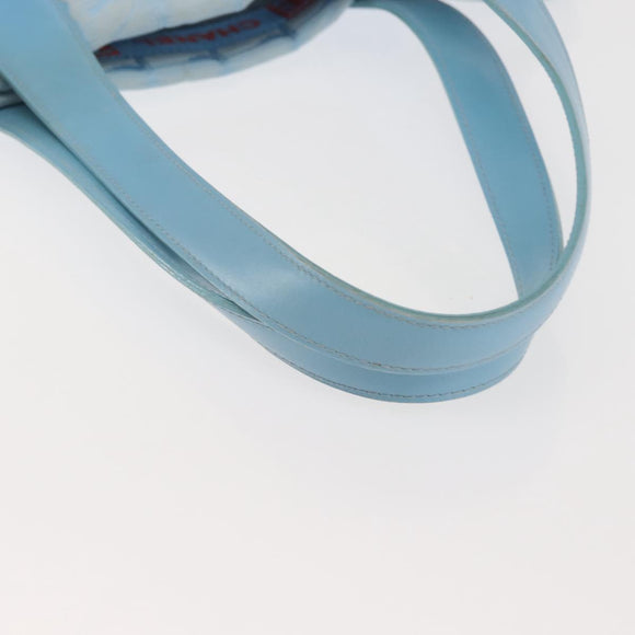 CHANEL New Travel Line Tote Bag Nylon Light Blue Silver CC Auth 142752