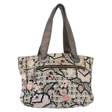 CHANEL Tote Bag Canvas Multicolor Silver CC Auth 142753