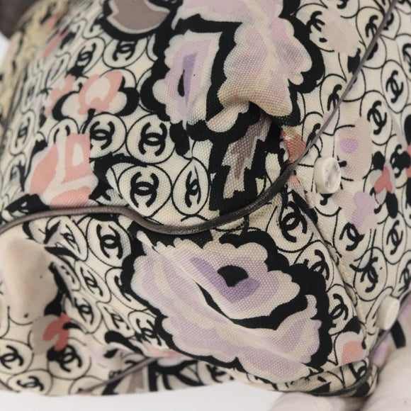 CHANEL Tote Bag Canvas Multicolor Silver CC Auth 142753