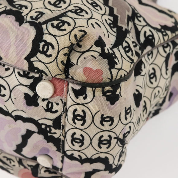 CHANEL Tote Bag Canvas Multicolor Silver CC Auth 142753