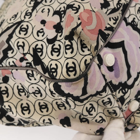 CHANEL Tote Bag Canvas Multicolor Silver CC Auth 142753
