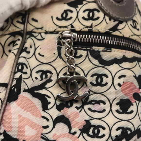 CHANEL Tote Bag Canvas Multicolor Silver CC Auth 142753