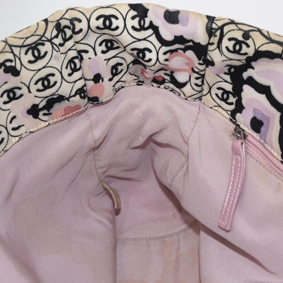 CHANEL Tote Bag Canvas Multicolor Silver CC Auth 142753