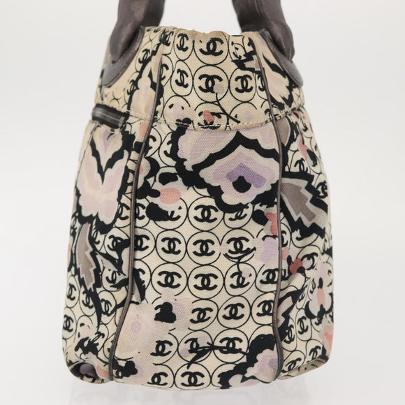 CHANEL Tote Bag Canvas Multicolor Silver CC Auth 142753