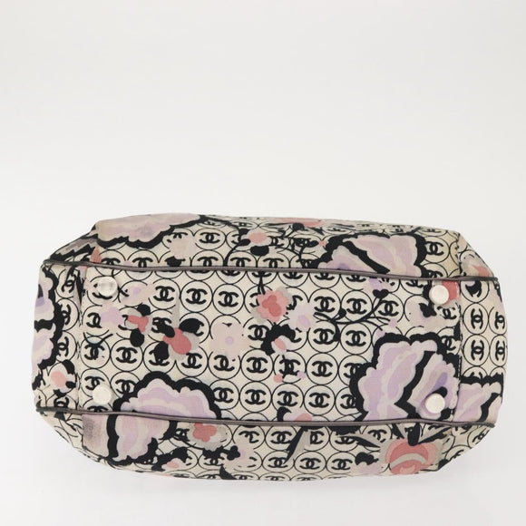 CHANEL Tote Bag Canvas Multicolor Silver CC Auth 142753