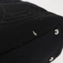 CHANEL Ketten-Umhängetasche Baumwolle Schwarz Silber CC Auth 142754-8