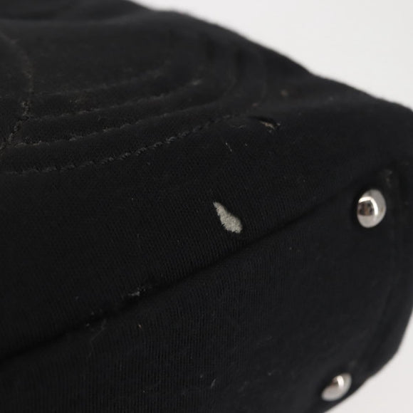 CHANEL Ketten-Umhängetasche Baumwolle Schwarz Silber CC Auth 142754
