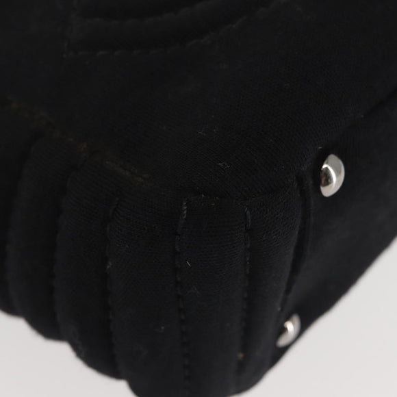 CHANEL Ketten-Umhängetasche Baumwolle Schwarz Silber CC Auth 142754