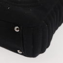 CHANEL Ketten-Umhängetasche Baumwolle Schwarz Silber CC Auth 142754-16