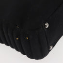 CHANEL Ketten-Umhängetasche Baumwolle Schwarz Silber CC Auth 142754-17