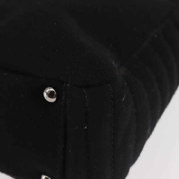 CHANEL Ketten-Umhängetasche Baumwolle Schwarz Silber CC Auth 142754