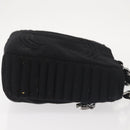 CHANEL Ketten-Umhängetasche Baumwolle Schwarz Silber CC Auth 142754-3