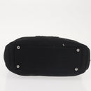 CHANEL Ketten-Umhängetasche Baumwolle Schwarz Silber CC Auth 142754-5