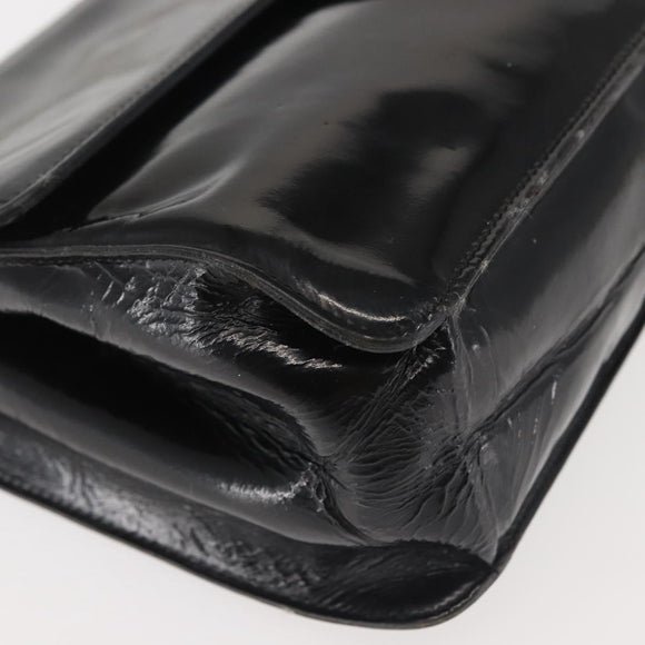 CHANEL Chain Shoulder Bag Patent leather Black Gold CC Auth 142755