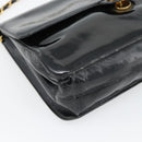 CHANEL Ketting Schoudertas Lakleer Zwart Goud CC Auth 142755-9
