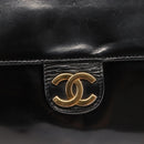 CHANEL Chain Shoulder Bag Patent leather Black Gold CC Auth 142755-18