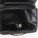 CHANEL Chain Shoulder Bag Patent leather Black Gold CC Auth 142755-20