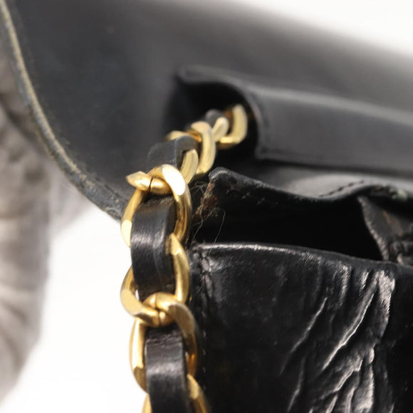 CHANEL Chain Shoulder Bag Patent leather Black Gold CC Auth 142755