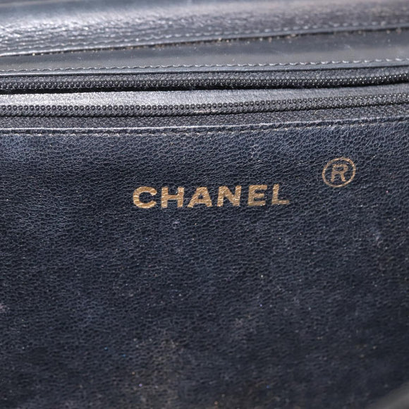 CHANEL Chain Shoulder Bag Patent leather Black Gold CC Auth 142755