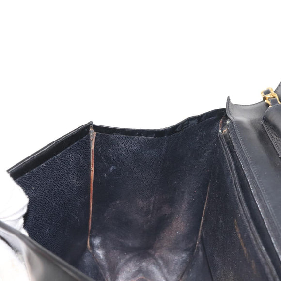 CHANEL Chain Shoulder Bag Patent leather Black Gold CC Auth 142755