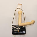 CHANEL Chain Shoulder Bag Patent leather Black Gold CC Auth 142755-25