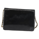 CHANEL Chain Shoulder Bag Patent leather Black Gold CC Auth 142755-2