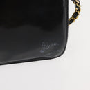 CHANEL Chain Shoulder Bag Patent leather Black Gold CC Auth 142755-3