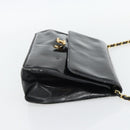 CHANEL Ketting Schoudertas Lakleer Zwart Goud CC Auth 142755-4