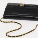 CHANEL Chain Shoulder Bag Patent leather Black Gold CC Auth 142755-7