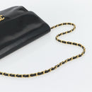 CHANEL Ketting Schoudertas Lakleer Zwart Goud CC Auth 142755-7