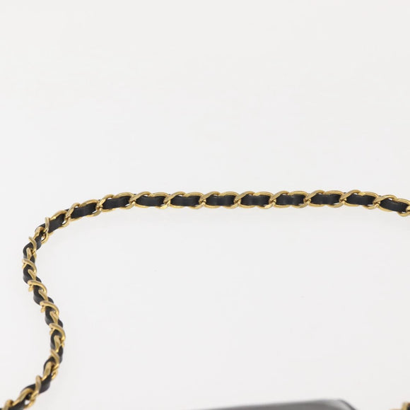 CHANEL Chain Shoulder Bag Patent leather Black Gold CC Auth 142755