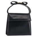 Salvatore Ferragamo Vala Hand Bag Leather Navy Gold Auth 142756-1