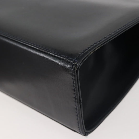 Salvatore Ferragamo Vala Hand Bag Leather Navy Gold Auth 142756