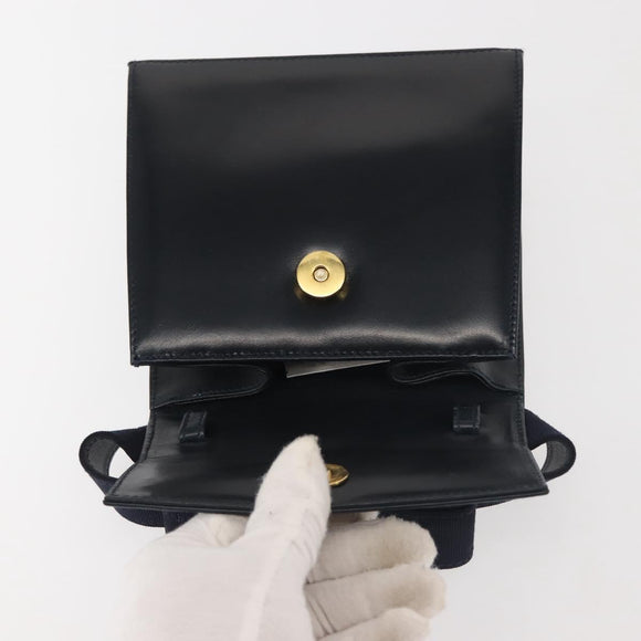 Salvatore Ferragamo Vala Hand Bag Leather Navy Gold Auth 142756