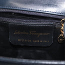 Salvatore Ferragamo Vala Hand Bag Leather Navy Gold Auth 142756-12