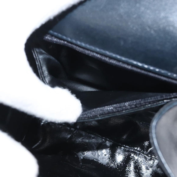 Salvatore Ferragamo Vala Hand Bag Leather Navy Gold Auth 142756