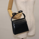 Salvatore Ferragamo Vala Hand Bag Leather Navy Gold Auth 142756-21