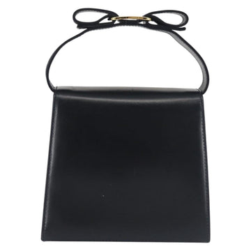 Salvatore Ferragamo Vala Hand Bag Leather Navy Gold Auth 142756 - 0