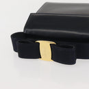 Salvatore Ferragamo Vala Hand Bag Leather Navy Gold Auth 142756-7